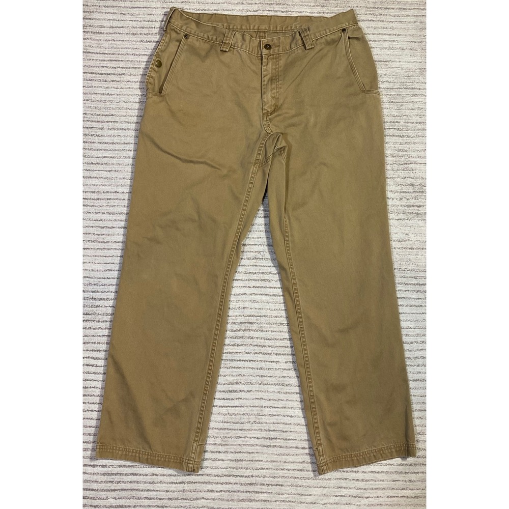 Duluth Trading Co Mens Khaki Tan Canvas Work Pants Straight Leg 34x30 - Picture 2 of 9
